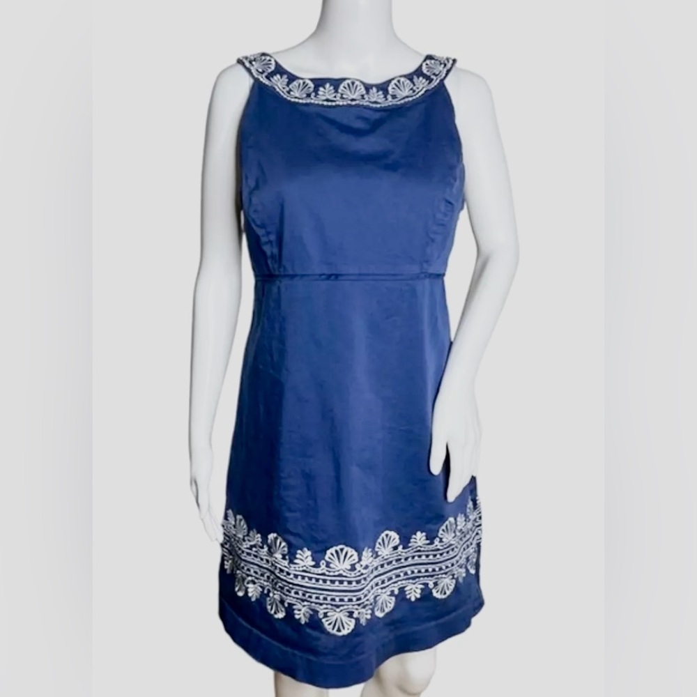 Lilly Pulitzer blue and white embroidered sheath size 2